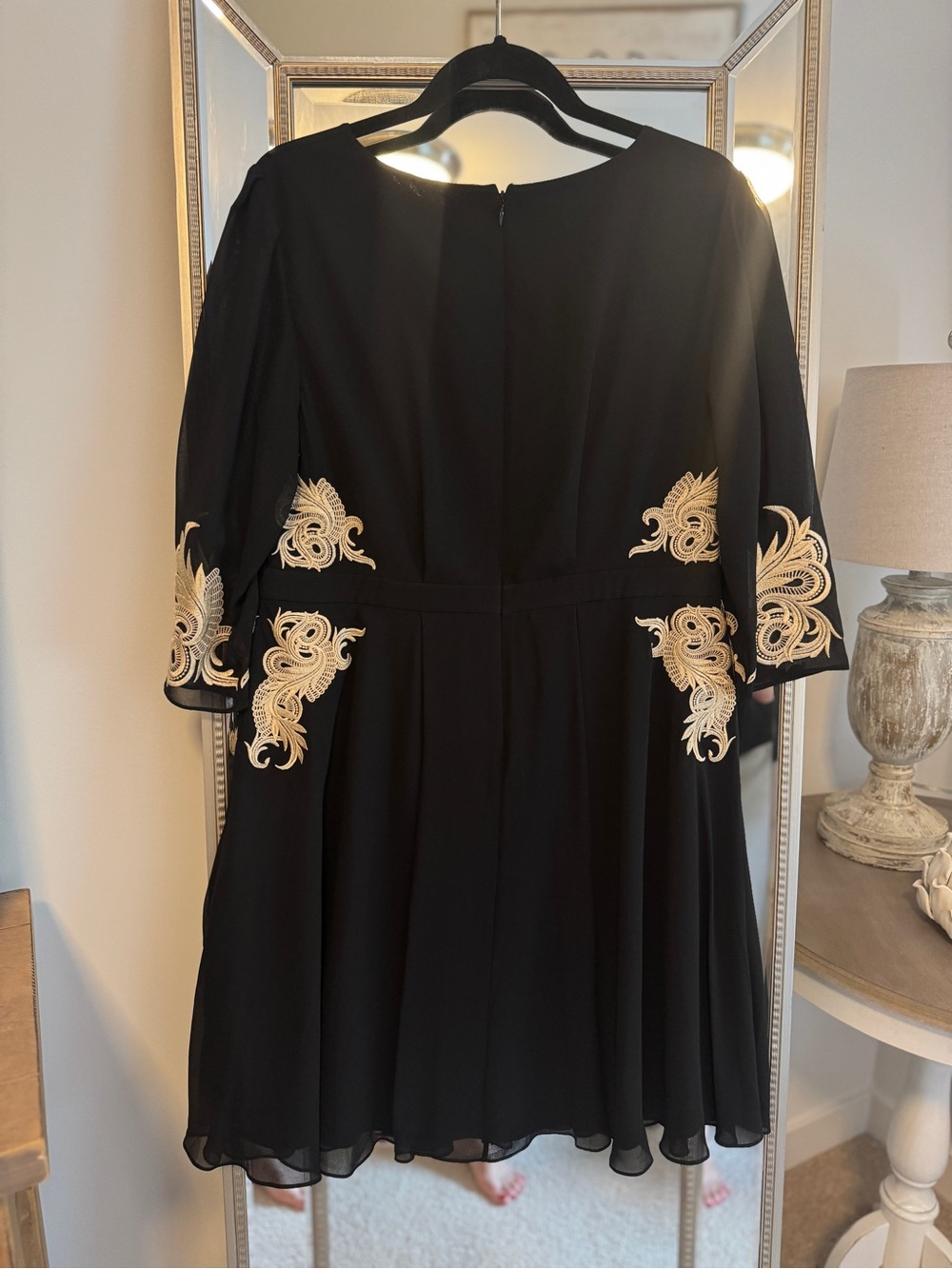 Ted Baker Black Dress with Gold Embroidered Accents - Picture 5 of 7